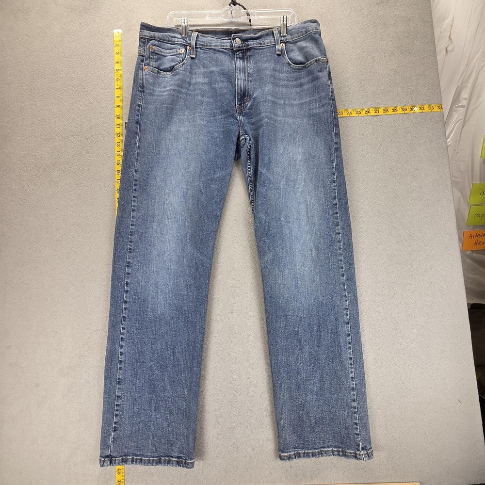 Levis 569 Jeans Mens 36x34 Blue Medium Wash Relaxed Straight Zip Fly Stretch